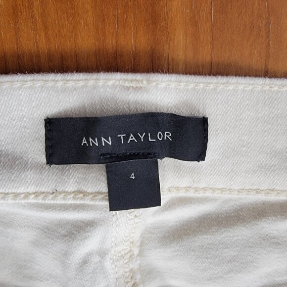 Ann Taylor Ivory Raw Hem Stretch Denim Mid-Rise Skinny Jeans - 4 - Picture 8 of 8